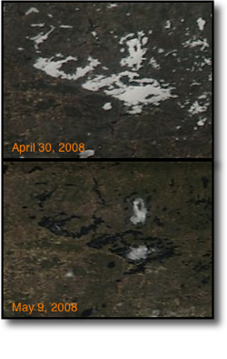 2008 Lake Vermilion ice out satellite view